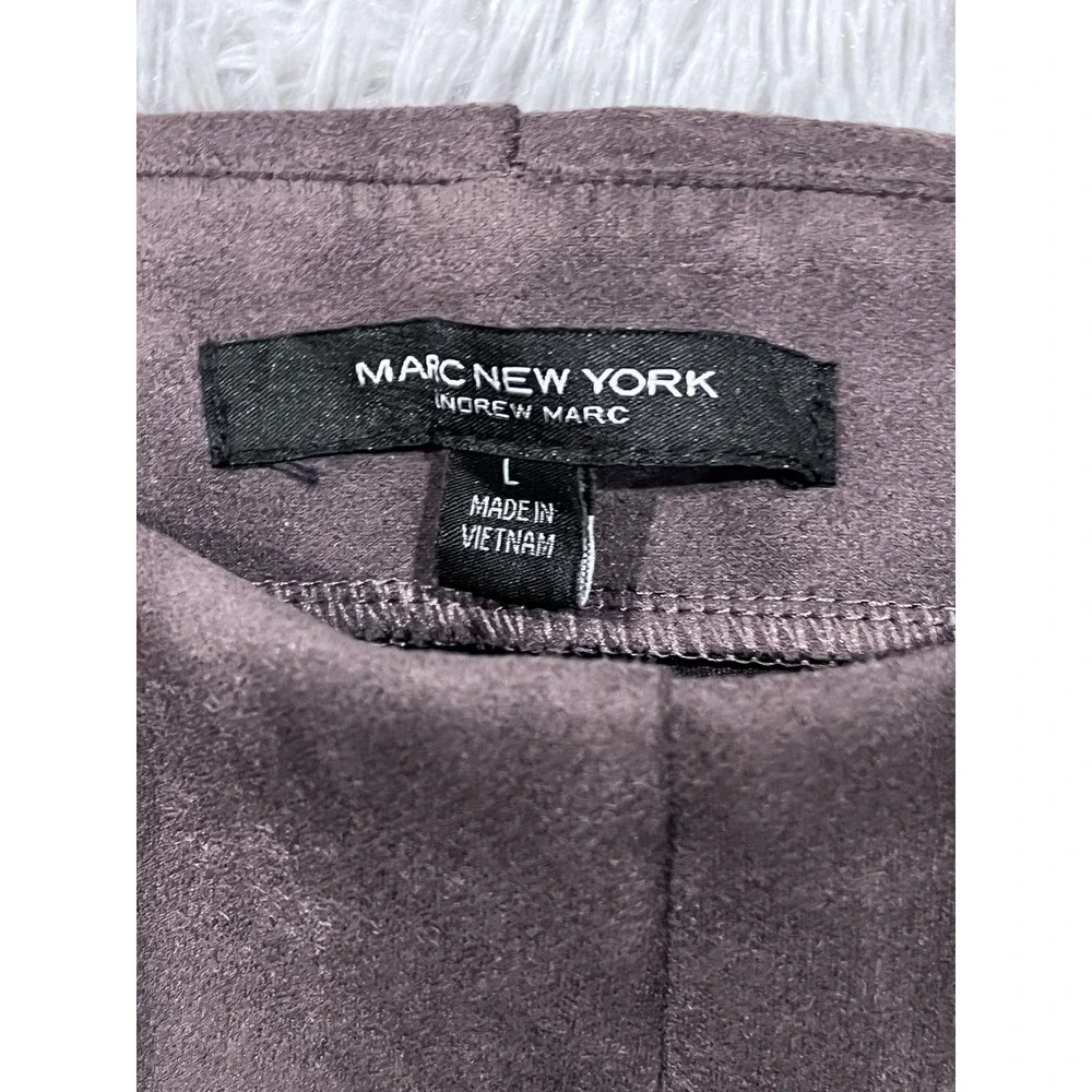 Marc New York Women's Faux Suede‎ Pants Size L Wide Leg Brown Career Business